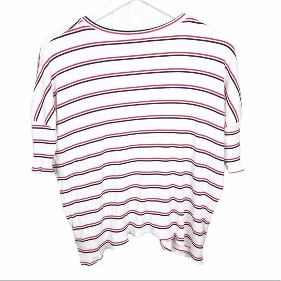 Lulus Starting Line Striped Oversized V-Neck Tee - Picture 4 of 10